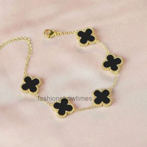 vans clovers bracelet 2024 Double Sided Five Flower Niche Clover Bracelet New Simple Premium Girlfriend Gift