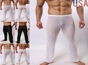 Men039s Pants Sexy Lingerie Long Johns Thermal Mesh Sheer Seethrough Underwear US1534631