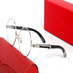 Runde Büffelhorn Sonnenbrille für Männer Frauen gerahmte Sonnenbrille Vintage Designer Brillen in Gold Silber Rahmen braune Holzbeine Ey259b