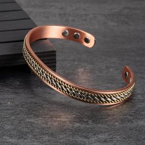 Bangle Adjustable Copper Bracelet For Men Women ed Pure Magnetic Arthritis 8 3mm Open Cuff Energy Bangles324M