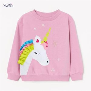 Pullover Little Maven Baby Girl Clothes Abbigliamento per bambini Autumn Cotton Christmas Animal Applique Sweater Pink Unicorn Sweater per Kid 27 anni 2