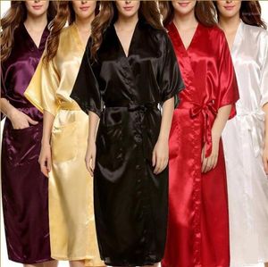 Women039s Sleepwear Whole Plus Size Brand Bathrobe Women Men Kimono Silk Satin Long Robe Bridesmaid Robes Sexy Lingerie Dr8191913