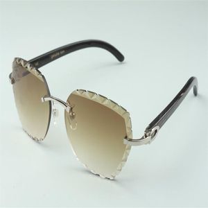 Direct s neueste Mode High-End-Schneidelann-Sonnenbrille 3524019 natürliche schwarze Büffelhornstangen Brille Größe 58-18-140mm346w