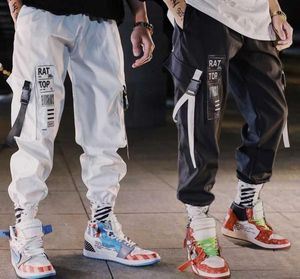 Hip Hop Streetwear Men Harem Cargo Pants Corean Jogger Sude Sude Solid Colore Solido Pantigne alla caviglia Bianco Technowwear White Techwear x066163745