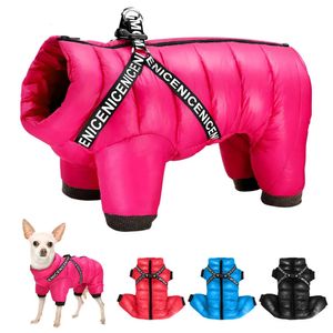 Winter Dog Clothes Super Warm Pet Jacket Coat With Harness Waterproof Puppy Clothing Hoodies For Small Medium Dogs Outfit 231222