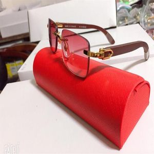 New Fashion Mens Wood Sunglasses Metal Gold Frame Clear Lens Eyeglasses Eyewear Polarized Rimless Buffalo Horn Sun glasses With Bo2705