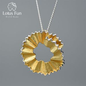 Lotus Fun Real 925 Sterling Silver Handmade Fine Jewelry Creative Pencil Shavings Design Pendant without Necklace for Women Gift C257w