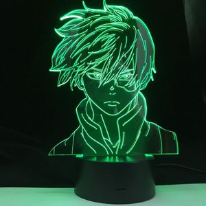 Så Todoroki Face Anime My Hero Academia Design Led Night Light Lamp för barn barn pojkar sovrum dekor akrylbord lampa gåva258w