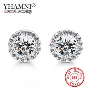 Yhamni Romantic Jewelry Original Pure 925 Silver Stud Earrings for Women Wedding Elegant Cubic Zirconia Stone Earring E0131927
