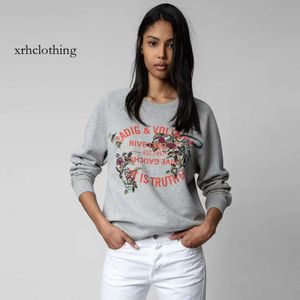 mens designer hoodie 22 Autumn/winter New French Niche ZV Classic Letter Print Heavy Industry Flower Embroidery Women's Round Neck Sweater