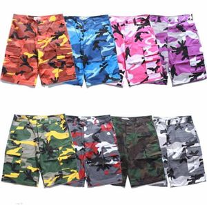 Men039s Shorts Summer Fashion Men Cargo Camouflage camo hip hop streetwear rosa viola arancione arancione arancione blu bianca Snowmen039S5221062