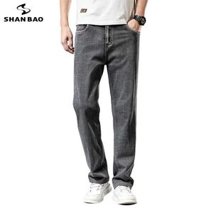 Мужские джинсы Shan Bao Spring Summer Brand Men's Strail Lobe Tear Cotton Strate Jeans Простые модные тонкие брюки повседневные брюки J231222