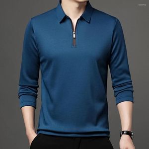 Herrpolos casual sport långärmad t-shirts 1/4 zip lapel krage smal fit toppar utomhus höstman kläder tröjor