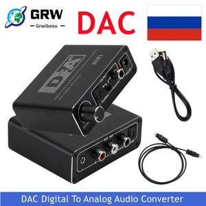 Fones de ouvido grwibeou hifi dac digital para analógico conversor de áudio rca 3.5mm amplificador de fone de ouvido toslink saída coaxial óptica portátil dac