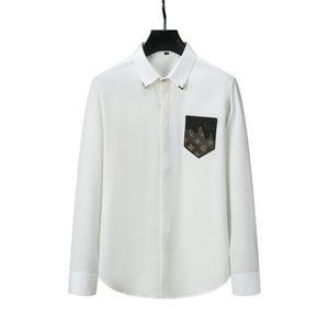 デザイナーシャツの男性カジュアルボタンアップシャツドレスシャツフォーマルビジネスシャツカジュアルな長袖のメンズシャツ通気可能ポケットTシャツ服M-3xl