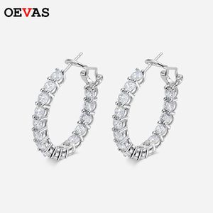 Stud Oevas Luxury 100% 925 Sterling Sterling Creat Diamond Gemstone Hoop Orecchini di matrimonio Regali di gioielli fine