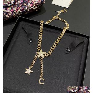 Charm 2023 Luxury Quality Charm Pendant Halsband med diamant- och stjärnformkedjedesign i 18K Gold Plated Have Box Stamp PS7400B D DHBUT