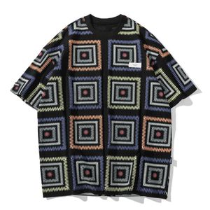 Kvinnors blusar skjortor Lacible Fashion T-shirt Plaid Print Pure Cotton Multicolor Short Sleeve Tops Summer Hot Selling Simple Trend Tee For Men Women YQ231223