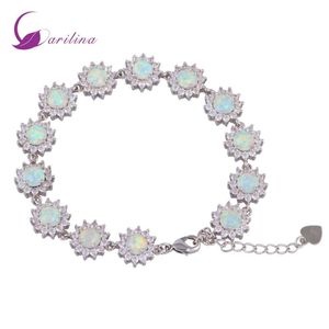 Glam Luxe Mysterious 925 Sterling Silver Overlay CZ White Fire Opal Bracelets for Teen Girls 22cm 8 85インチB461284D