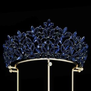 Wedding Hair Jewelry Baroque Luksusowy kryształowy tiary ślubne królewskie korony dla kobiet konkurs dhinestone diadem welon tiara hair akcesoria Q231223