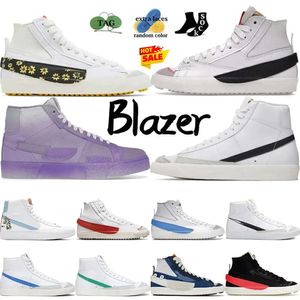 Blazer skor mitten 77 vintage vita svarta casual skor för män kvinnor blazers jumbo indigo celetine blå optisk gul platt mens tränare sneakers storlek 36-45