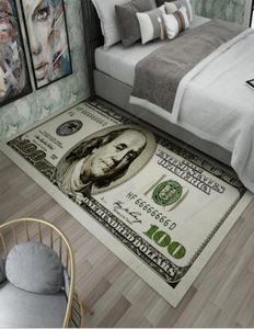 40cm90cm Crative Nonslip Area Rug Modern Home Decor Carpet Runner dollar tryckt matta hundra dollar 100 Bill Print QQASF3753953