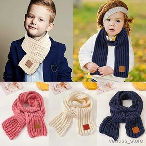 Scarves Wraps New Winter Children Colors Soft Knitting Wool Thermal Scarf Boys Girls Lovely Outdoor Warmer Scarf Kids Solid Labelled Scarf