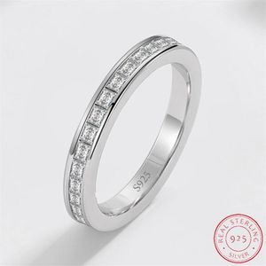 Trendy Single -Row Square 925 Sterling Silver Eternity Band Ring para Girl Day's Day Gift Jewelry Whole XR470318O