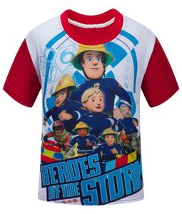 110cm150 cm Feuerwehrmann Sam Firemans Sam Cartoon Children039s Kleidung rot Kurzarm Kinder 039s reines Baumwoll -T -Shirt für SAL2324128