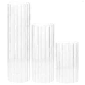 Candle Holders 3 Pcs Windproof Glass Holder Clear Cover Household Open Ended Tube Shades Desktop Transparent