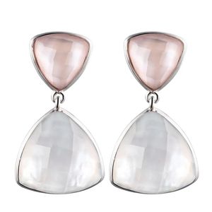 Knot DORMITH real 925 sterling silver gemstone earrings natural white and pink mother pearl drop earring for women fine jewelry