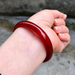 Natural Brazil Red Agate Bangle Small Strip Pure Exquisite Color Pattern Chalcedony306g