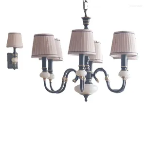 Lampy wiszące wszystkie miedziane jadeile amerykańskie żyrandol klasyczna willa miękka dekoracja modelka pokój sypialnia lampa życiowa posiłki