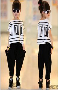 2018 Sommer große Mädchen Kleidung Sets Kinder Kurzarm Lose Bat Tshirtblack Harem Pants 2PCS Kids Outfits Girl Casual Suits 12761696