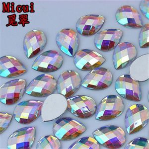 Micui 200pcs 8 13mm 10 14mm 13 18 mm a goccia d'acqua piatta Acrilico Acrilico Shinestones sfacciato GLUE su perle acriliche a goccia senza foro ZZ719331Z