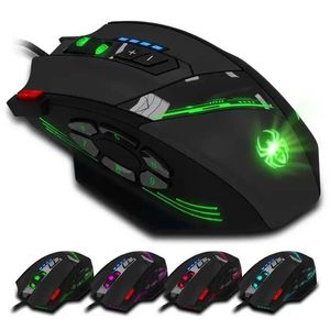Novos camundongos 2024 Zelotes C 12 Mouse com fio Botões programáveis de jogos ópticos USB jogo 4 Ajustável DPI 7 luzes LED em vão