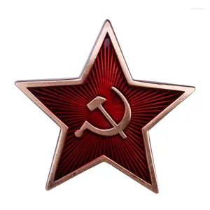 Brooches Russian USSR Soviet Red Army Star Hat Metal Badge Cap Pin With Sickle Hammer Jewelry