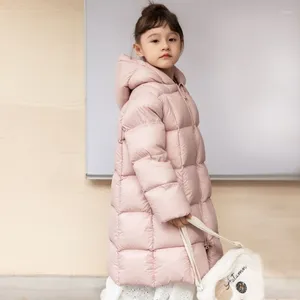 Down Coat 2023 Children's Jacket Korean Long Over-the-Knee Thickened Warm Hooded White Duck For Girls