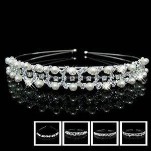 Clip per capelli Barrette Gioielli Fashion Bride Crowns Pearl Rhinestone Crystal Crown Wedding Flower Girl Tiara Princess Bandage su H172F