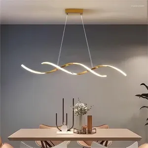 CHANDELIers Sala de jantar de luxo Candelier moderno criativo artístico de mesa longa design minimalista com linhas limpas e luminárias de barras