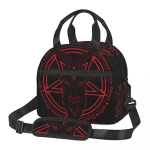 Väskor färsk kylväska BAPHOMET GOAT Huvudtryck Portable Thermal Lunch Bag For Women Lunch Box Tote Food Bag