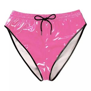 Pink Red Black Pvc Leather Sexy Panties underkläder SXXXL Plus Size Hips thong Drawstring Majtki Damskie 231222