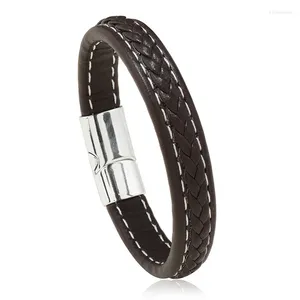 Strand Charmsmic Punk Style Mens Handmade Braided Leather Bracelets & Bangles Black Brown Color Titanium Hand Jewelry Gifts