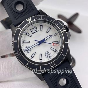 ドロップ - メカニカルウォッチメンズウォッチ46mm大きな白いダイヤルラバーストラップ回転可能なベゼルファッション腕時計286g