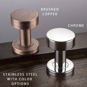 Door Handles for Interior Doors without Lock Tube Shape Brushed Copper and Chrome Color Options Stainless Steel Knob 231222