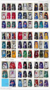 Stitched Men Team Basketball Short Just Don Sport Shorts Hip Pop Pant With Pocket dragkedja Sweatpants Blue White Black Red Fashion P2189436