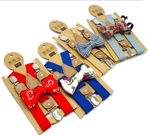 Kids Suspenders Bowtie Set Boys Suspender Suspender Sets Floral Girls Yback Brace Belt Elastic Y Back Braces Clips 15 Cores YW33229962