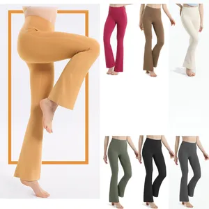 Donne pantaloni da yoga Assalto dell'anca di colore solido gamba larga gamba Fitness indossare leggings galliali slim codili per pantaloni femmini