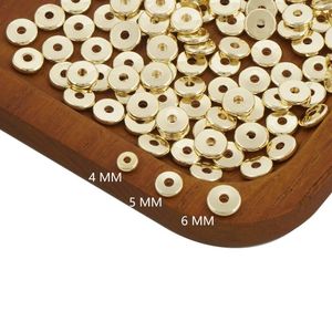 Pietre preziose sciolte 50pcs perle a distanza piatta piena d'oro perline di moneta heishi e stili di disco in dimensioni da 4 mm 5 mm 6 mm sottili