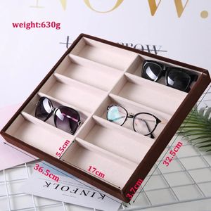 Sunglasses Fashion Glasses Cases Beige 10 Grids Sunglasses Display Box Sunglasses Display Glasses Display Props Jewelry Organizer Tray